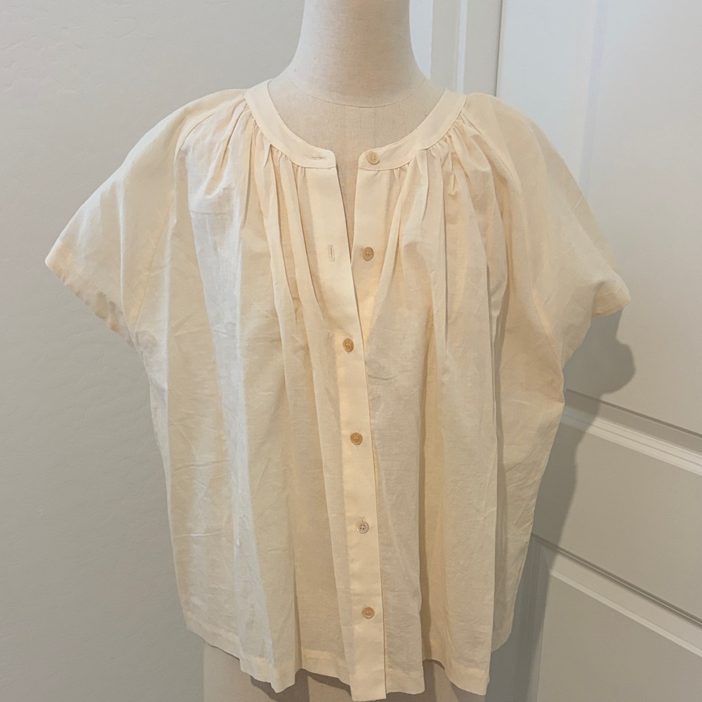 Jenni Kayne Cream Short Sleeve Blouse